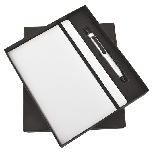 White Notebook Diary and Pen 2in1 Combo Gift Set - For Employee Joining Kit, Corporate, Client or Dealer Gifting JKSR141