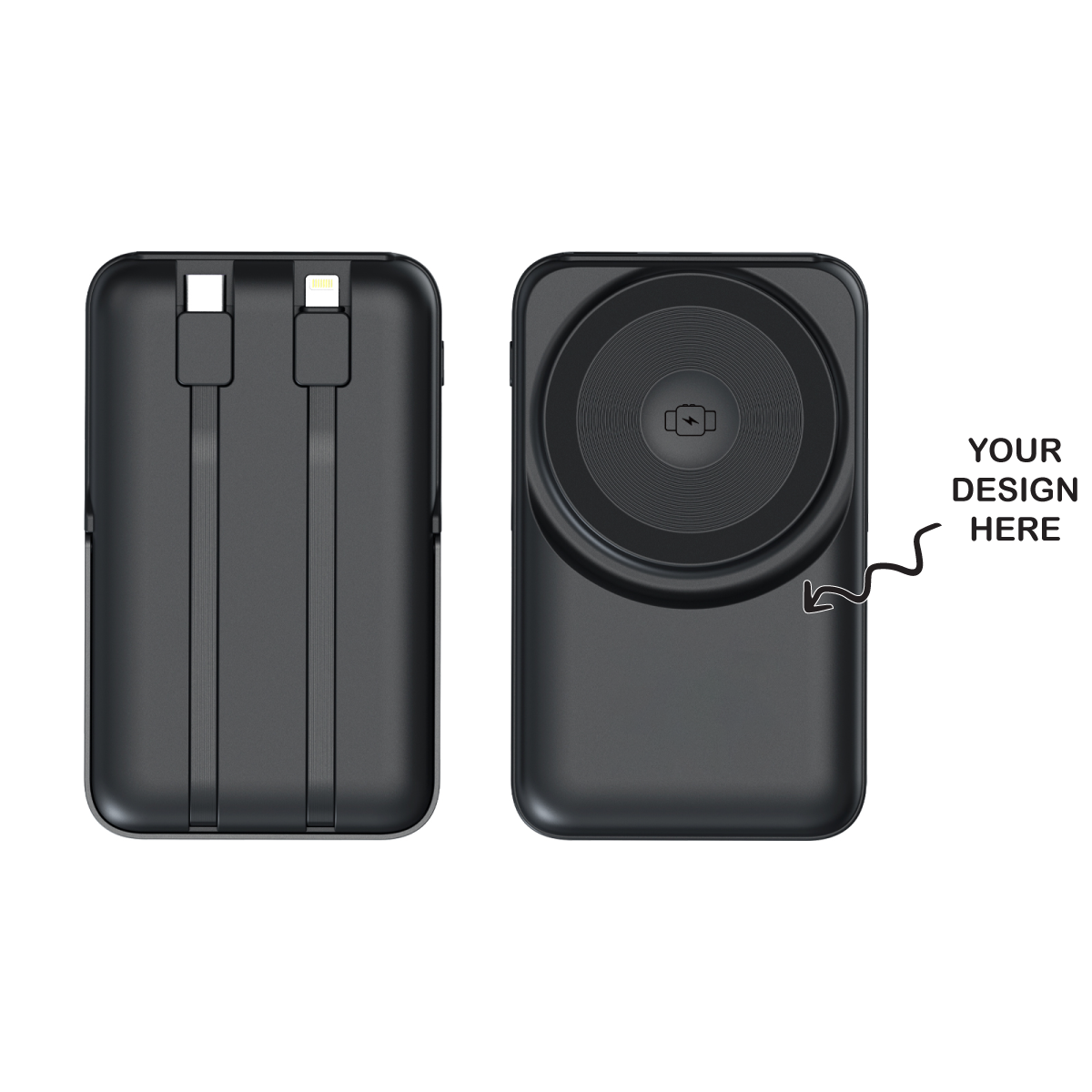 Personalized Logo Glow 10000mAh 15W wireless charging, and built-in Type-C and Lightning cable - For Corporate Gifting, Event Gifting, Freebies, Return Gift, Promotions - HK10286