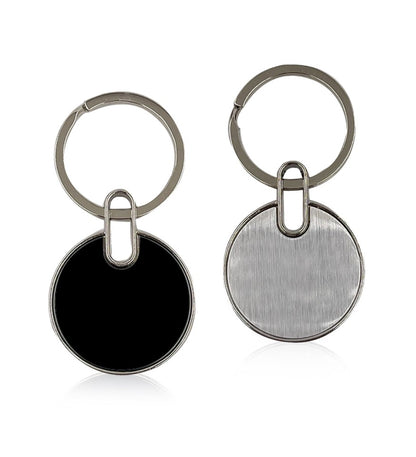 Personalized Both Sides Engraved Round Steel Finish Metal Keychain - For Employee, Client, Dealer, or Corporate Gifting, Events Promotional Freebie JKC5