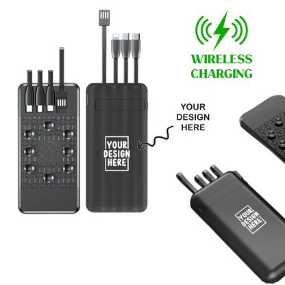 Personalized Logo Glow 10000mAh Wireless Powerbank - For Corporate Gifting, Event Gifting, Freebies, Return Gift, Promotions - HK10287 - The Gifting Marketplace