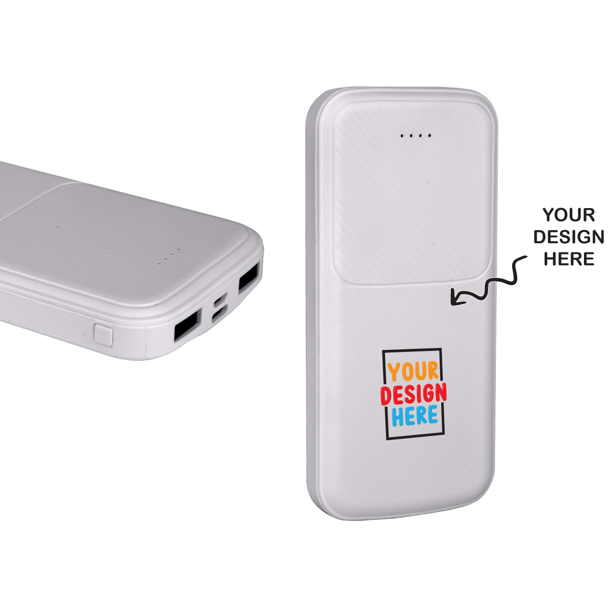 Personalized White 10000mAh Power Bank - For Corporate Gifting, Event Gifting, Freebies, Promotions - HK1219