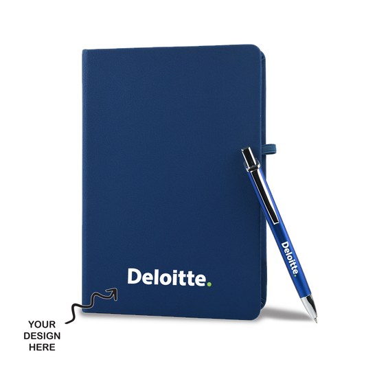 Personalized 2 in 1 Blue Pen and Notebook Combo - For Employee Joining Kit, Corporate, Client or Dealer Gifting HK2902