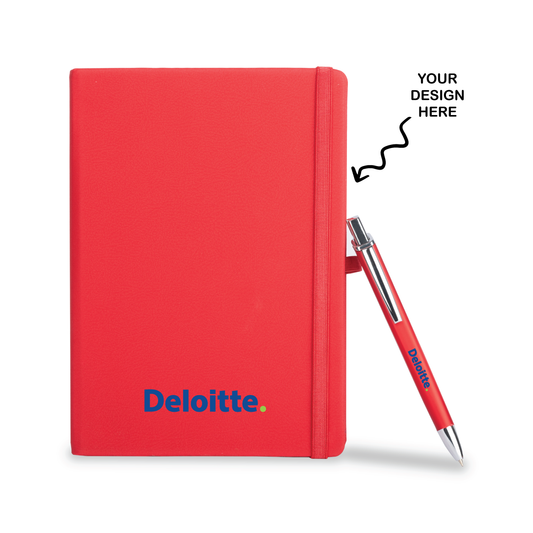 Personalized 2 in 1 Red Pen and Notebook Combo - For Employee Joining Kit, Corporate, Client or Dealer Gifting HK2903