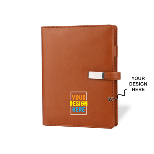 Personalized Brown or Tan Notebook Diary Power bank - For Office Use, Personal Use, Return Gift, or Corporate Gifting - HK5000