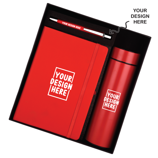 Red 3in1 Gift Set Notebook Diary, Bottle, and Pen - For Employee Joining Kit, Corporate, Client or Dealer Gifting HKCR