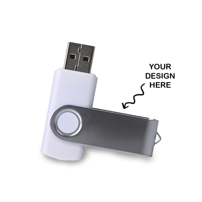 Personalized White Swivel USB Pendrive for Promotions, Giveaway, Corporate, and Personal Gifting HKCSS501