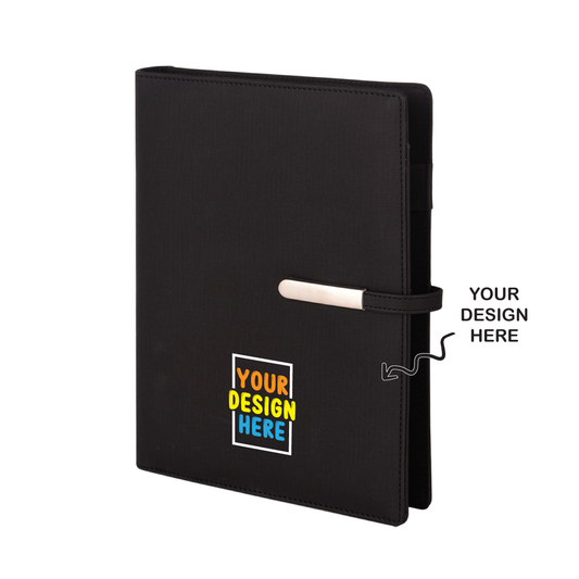 Personalized Black Power Bank Notebook Diary - For Office Use, Personal Use, Return Gift, or Corporate Gifting - HKDPB