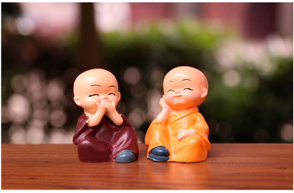 Set of 4 Cute Creative Little Monk Miniature Figurine Showpiece - Feng Shui Decoration - For Personal Gifting, Corporate Gifting, Return Gift TGMTFA