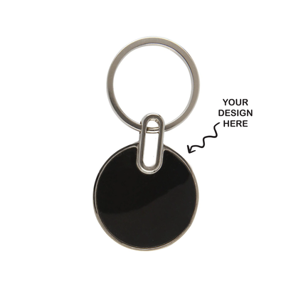 Personalized Both Sides Engraved Round Black Finish Metal Keychain - For Employee, Client, Dealer, or Corporate Gifting, Events Promotional Freebie JKC3