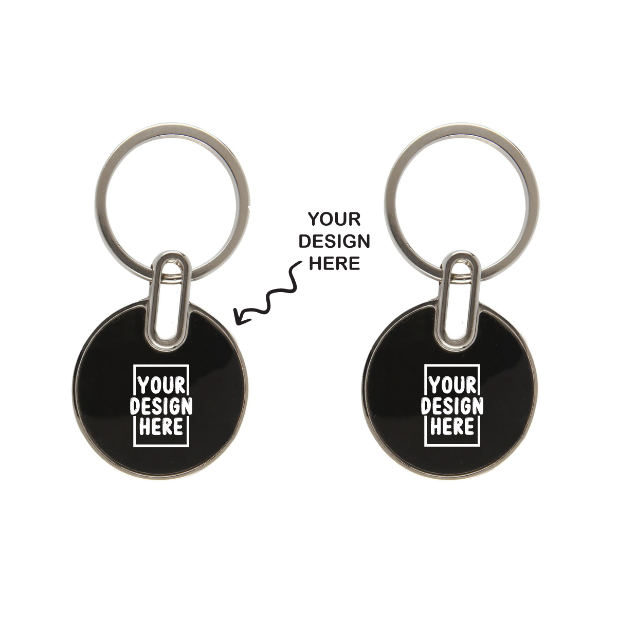 Personalized Both Sides Engraved Round Black Finish Metal Keychain - For Employee, Client, Dealer, or Corporate Gifting, Events Promotional Freebie JKC3