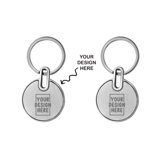 Personalized Both Sides Engraved Round Steel Finish Metal Keychain - For Employee, Client, Dealer, or Corporate Gifting, Events Promotional Freebie JKC5