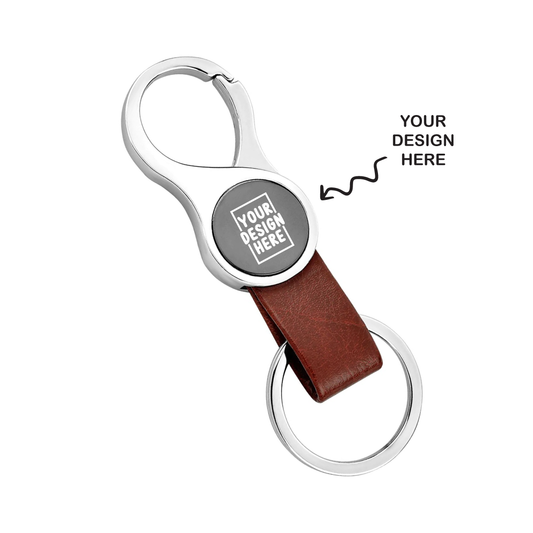 Personalized Laser Engraved Brown Metal Keychain - For Employee, Client, Dealer, or Corporate Gifting, Events Promotional Freebie JKKC8