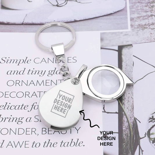 Personalized Both Sides Engraved Keychain with Magnifier - For Corporate Gifting, Event or Exhibition Freebies, Promotional Item, Return Gift JAKC-U235