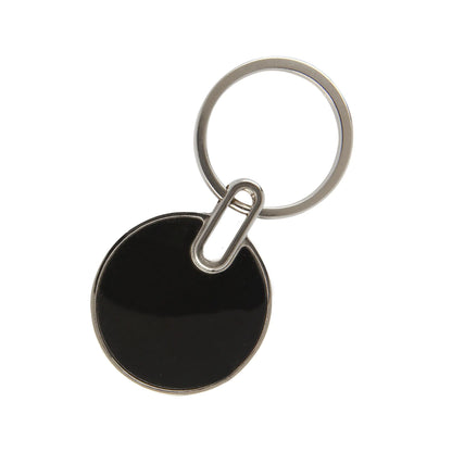 Personalized Both Sides Engraved Round Black Finish Metal Keychain - For Employee, Client, Dealer, or Corporate Gifting, Events Promotional Freebie JKC3