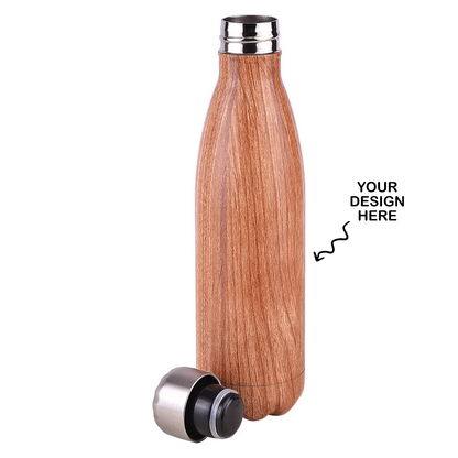 Personalized Hot and Cold Sports Bottle Wooden Finish - For Return Gift, Corporate Gifting, Office or Personal Use LODB11WD