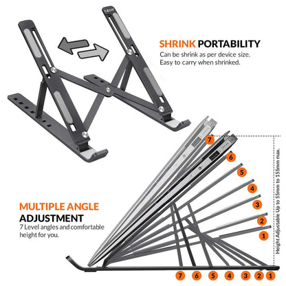 Black Aluminum Laptop Stand - For Office Use, Personal Use, Corporate Gifting JALSFB00