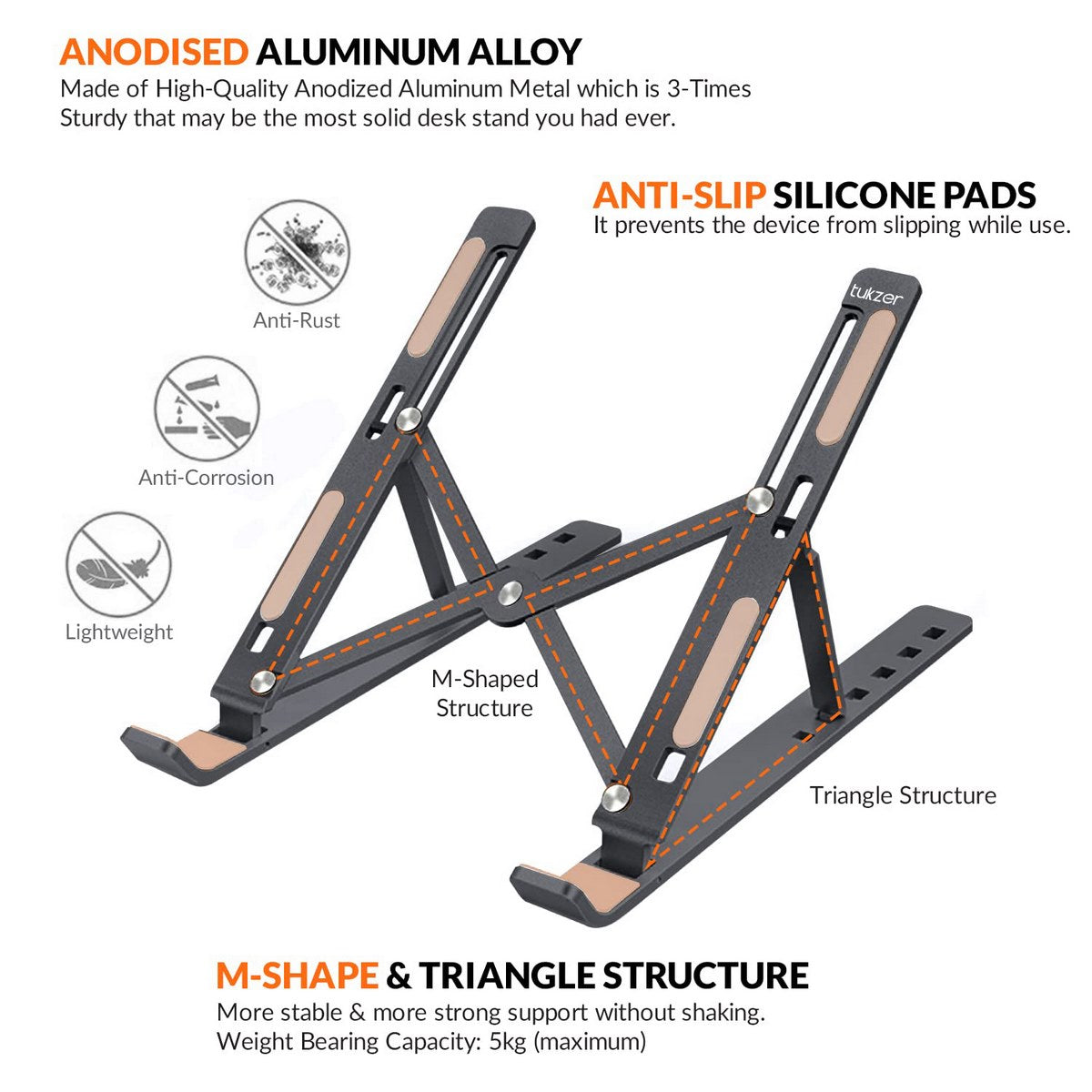 Black Aluminum Laptop Stand - For Office Use, Personal Use, Corporate Gifting JALSFB00