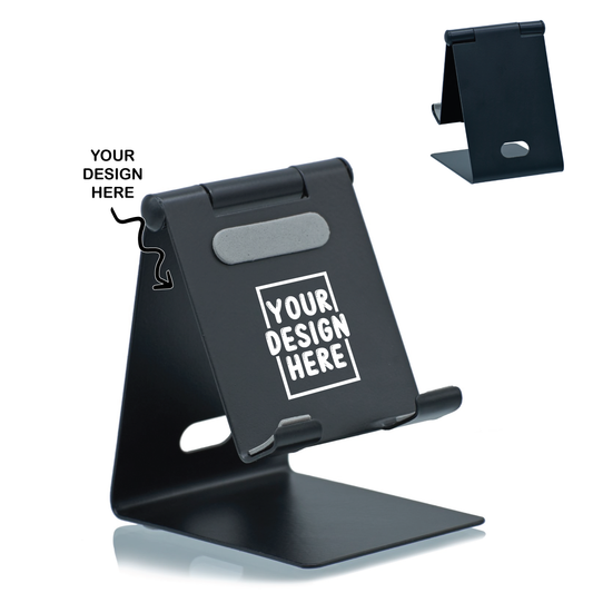 Personalized Black Adjustable Metal Mobile Phone Holder Stand - For Personal, Corporate Gifting, Return Gift, Event Gifting, Promotional Freebies JAMH1F-97