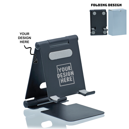 Personalized Folding Black Metal Mobile Phone Holder Stand - For Personal, Corporate Gifting, Return Gift, Event Gifting, Promotional Freebies JAMH3F-95