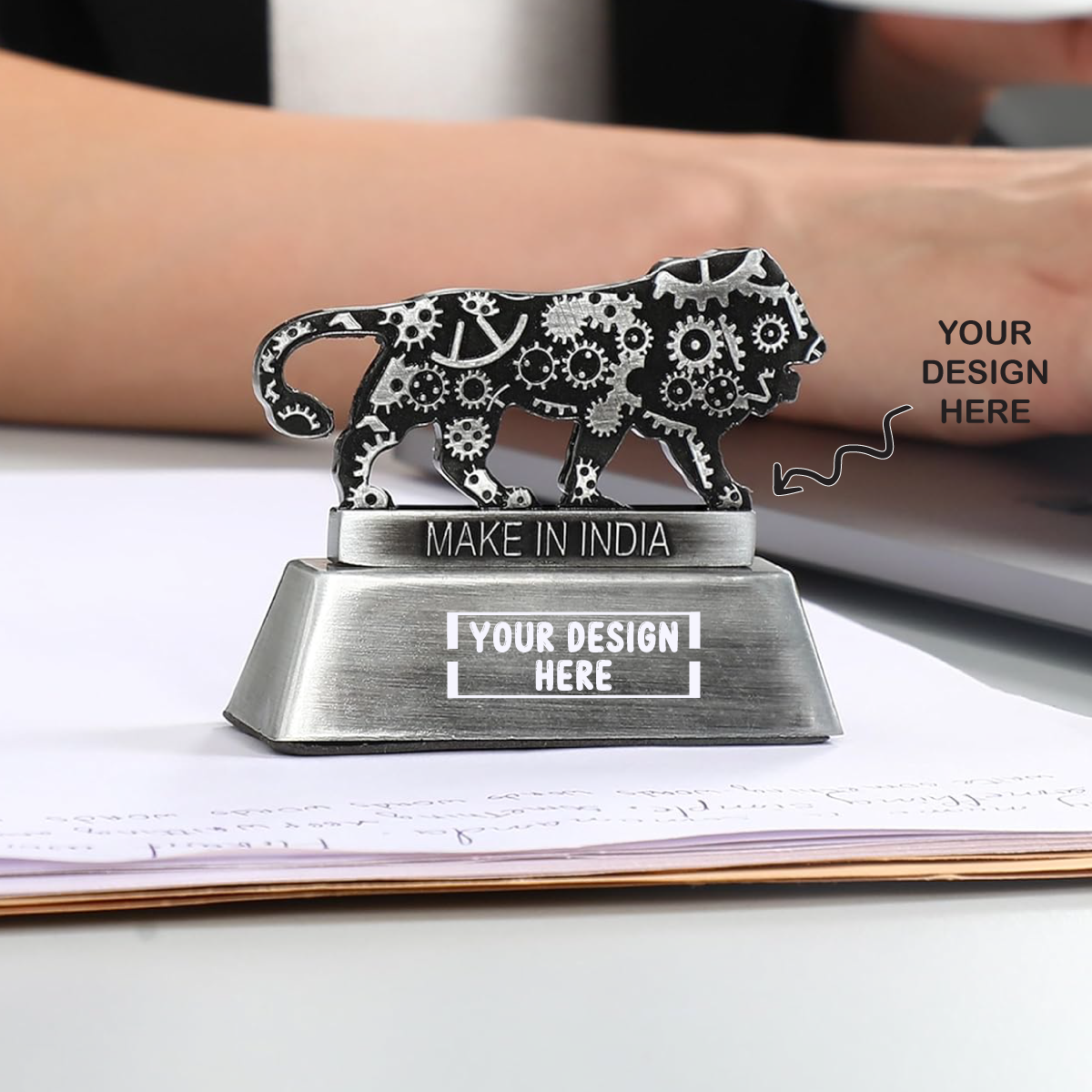 Personalized Engraved Make in India Paper Weight - For Corporate Gifting, Events Promotional Freebie - JA
