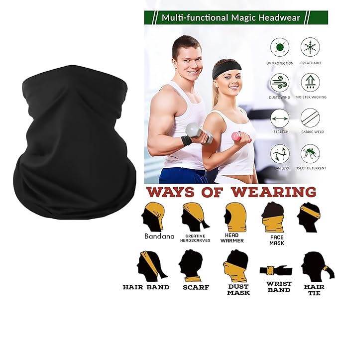 Personalized Black Neck Gaiter Bandana – Unisex Multi-Purpose Face & Neck Cover for Outdoor, Sports & Corporate Gifting