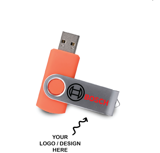 Personalized Orange Swivel USB Pendrive for Promotions, Giveaway, Corporate, and Personal Gifting HKCSS501