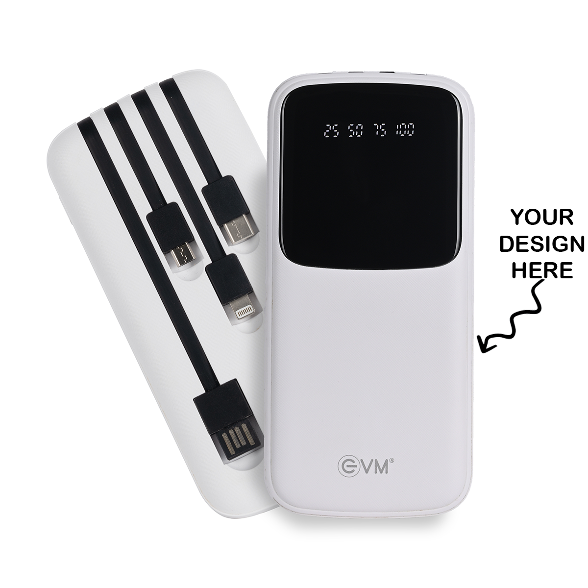 Personalized White 10000mAh Power Bank - For Corporate Gifting, Event Gifting, Freebies, Promotions - P0108