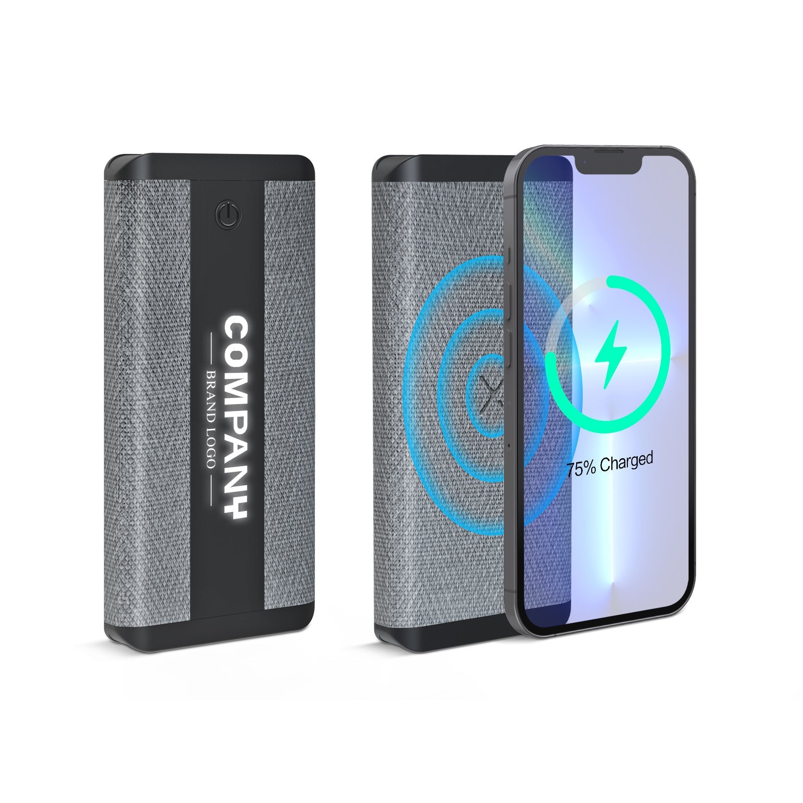 Personalized Logo Glow 10000mAh Jute Finished Wireless Powerbank - For Corporate Gifting, Event Gifting, Freebies, Return Gift, Promotions - HK10283 - The Gifting Marketplace