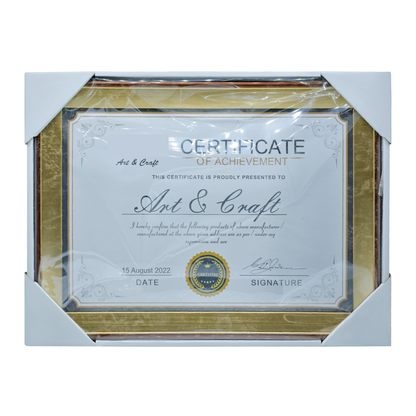 Personalized A4 Size Moulding Golden Photo Memoir cum Certificate Frame - For Corporate Gifting, Employee Appreciation, Office Desk, Farewell Gifts - JAPFMA4-02