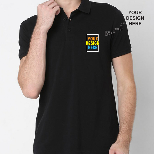 Personalized Black Collar Polo Promotional T-Shirt for Corporate Gifting, Office Sports, Events, Festivals RBE