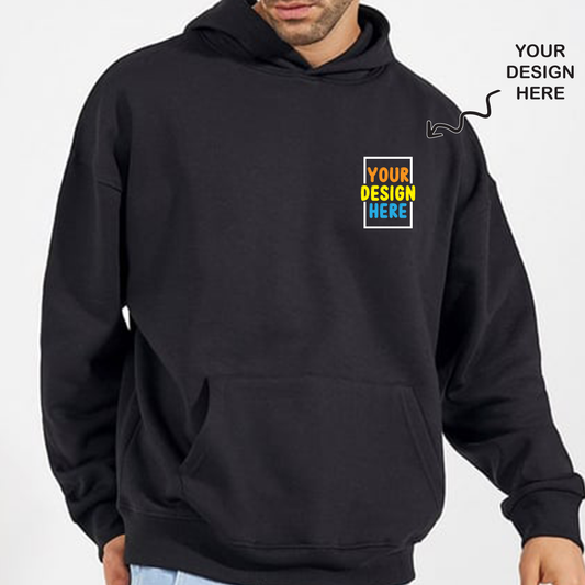 Personalized Solid Black Hoodie - For Corporate Events, Corporate Gifting, Sports Day, College Events, Promotions RBE