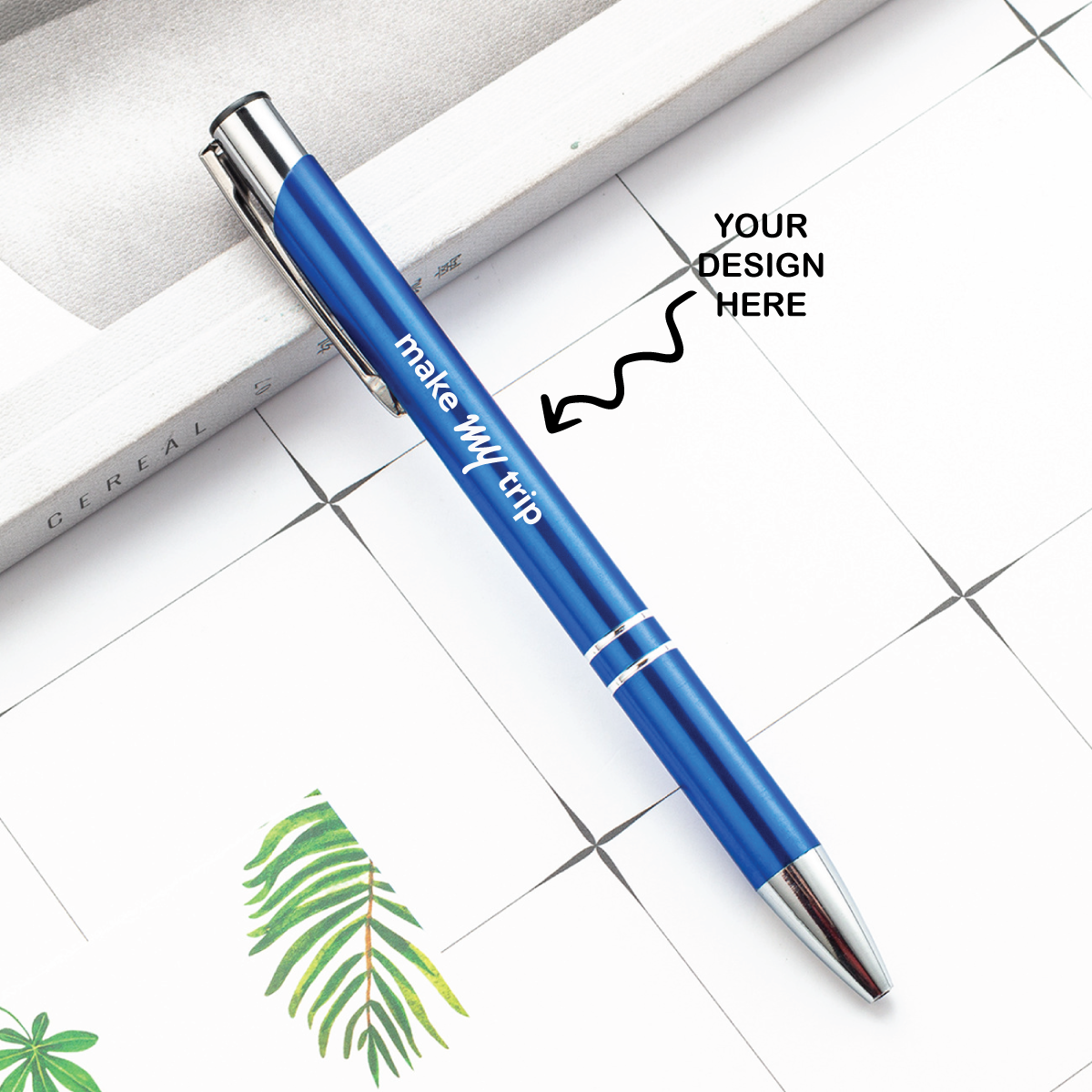 Personalized Metal Blue Pen - For Corporate Gifting, Event or Exhibition Freebies, Promotional Item, Office Stationery RPM3