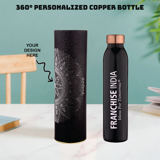 Personalized 360 Degree Copper Bottle with Customized Packaging - 500ml - For Corporate Gifting, Return Gift, Employee Customers or Stakeholder Gifting HK5903