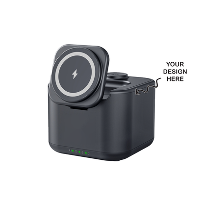 Personalized Logo Glow Multipurpose Bluetooth Speaker cum 3 in 1 Wireless Charger - For Corporate Gifting, Event Gifting, Freebies, Return Gift, Promotions - HK10286 - The Gifting Marketplace