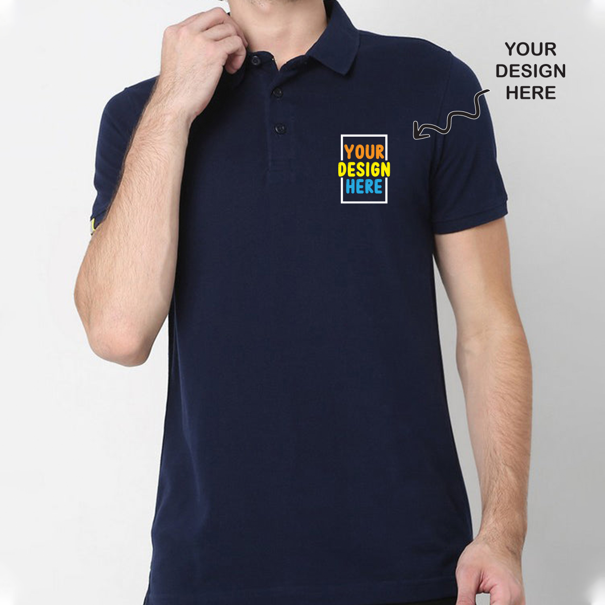 Personalized Navy Blue Collar Polo Promotional T-Shirt for Corporate Gifting, Office Sports, Events, Festivals RBE