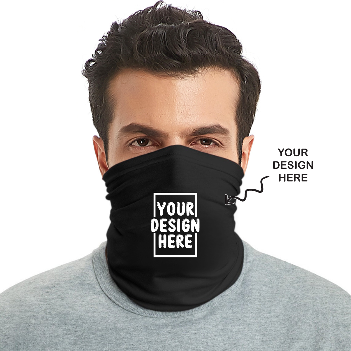 Personalized Black Neck Gaiter Bandana – Unisex Multi-Purpose Face & Neck Cover for Outdoor, Sports & Corporate Gifting