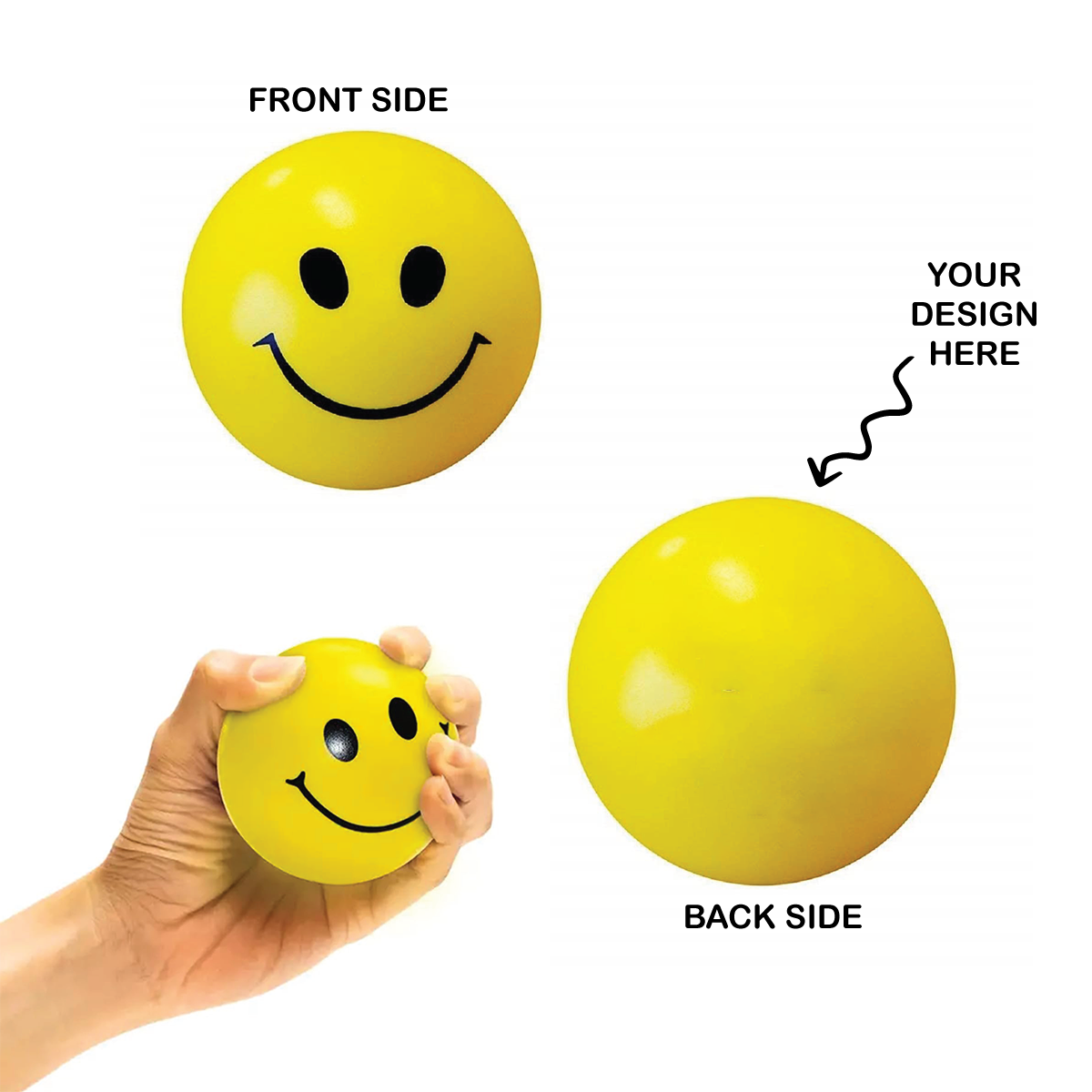 Personalized Smiley Stress Relief Soft Balls - For Client, Dealer, or Corporate Gifting, Events Promotional Freebie, Return Gift - TGMSTRESS1