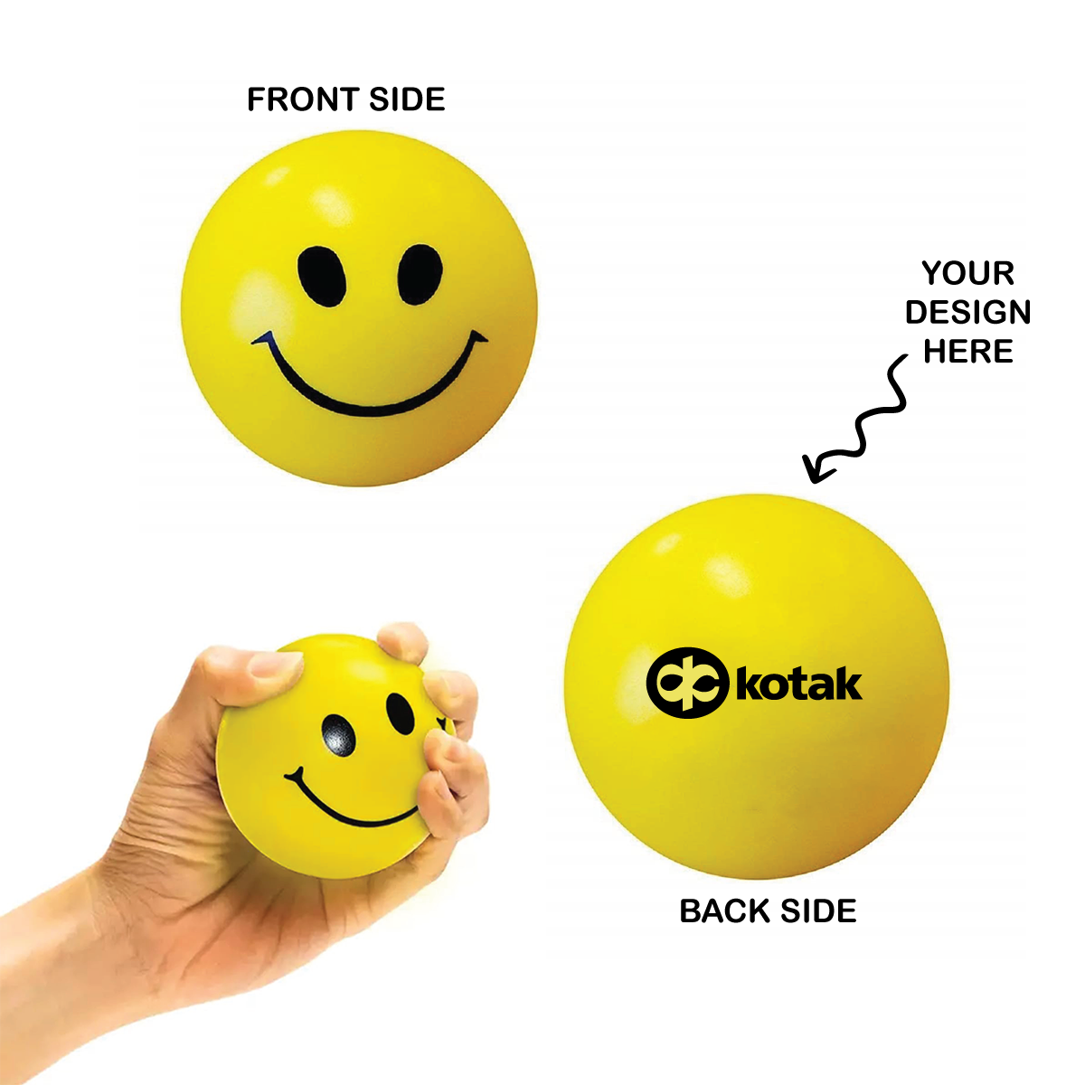 Personalized Smiley Stress Relief Soft Balls - For Client, Dealer, or Corporate Gifting, Events Promotional Freebie, Return Gift - TGMSTRESS1