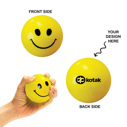 Personalized Smiley Stress Relief Soft Balls - For Client, Dealer, or Corporate Gifting, Events Promotional Freebie, Return Gift - TGMSTRESS1