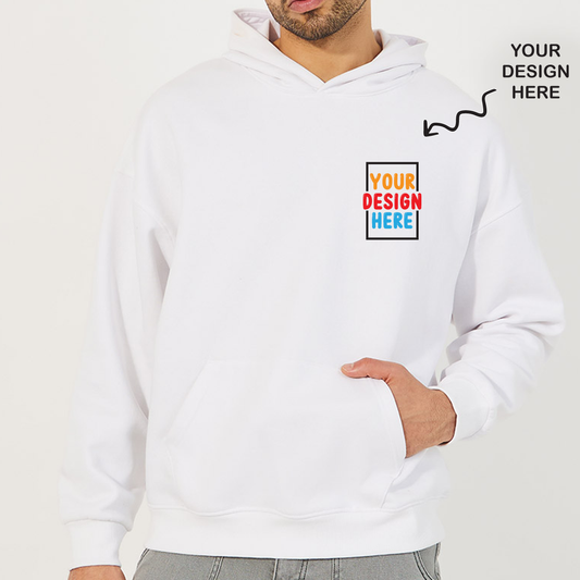 Personalized Solid White Hoodie - For Corporate Events, Corporate Gifting, Sports Day, College Events, Promotions RBE