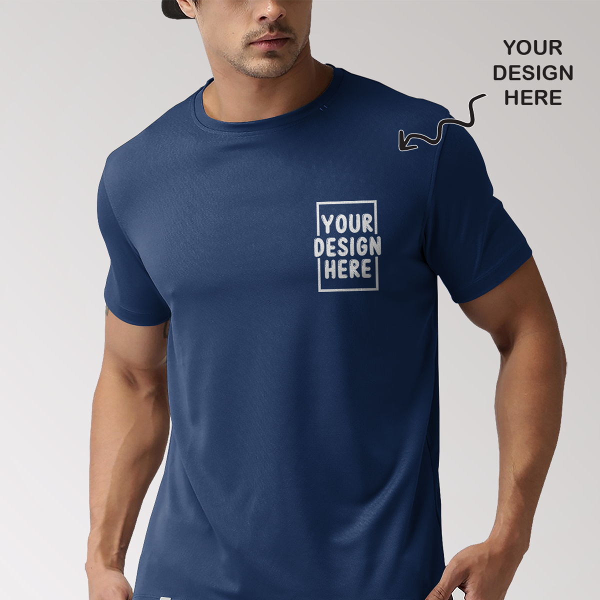 Personalized Navy Blue Round Neck Promotional T-Shirt for Corporate Gifting, Office Sports, Events, Festivals RBE