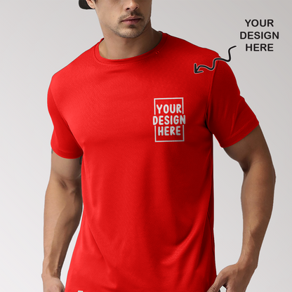 Personalized Red Round Neck Promotional T-Shirt for Corporate Gifting, Office Sports, Events, Festivals RBE