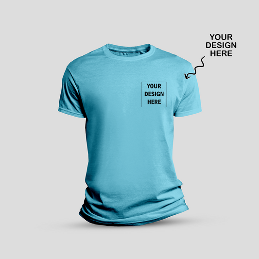 Personalized Sky Blue Round Neck Promotional T-Shirt for Corporate Gifting, Office Sports, Events, Festivals RBE