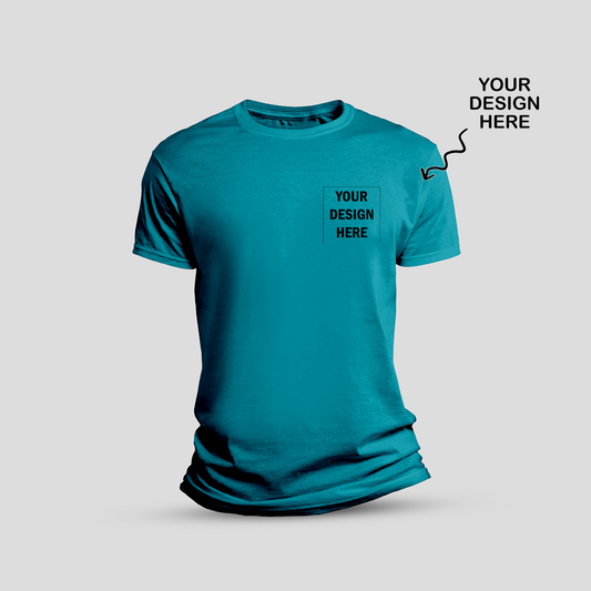 Personalized Turquoise Blue Round Neck Promotional T-Shirt for Corporate Gifting, Office Sports, Events, Festivals RBE