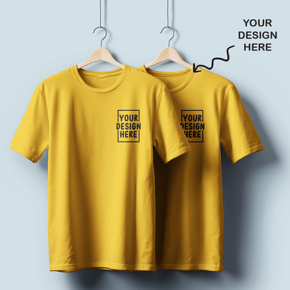 Personalized Yellow Round Neck Promotional T-Shirt for Corporate Gifting, Office Sports, Events, Festivals RBE