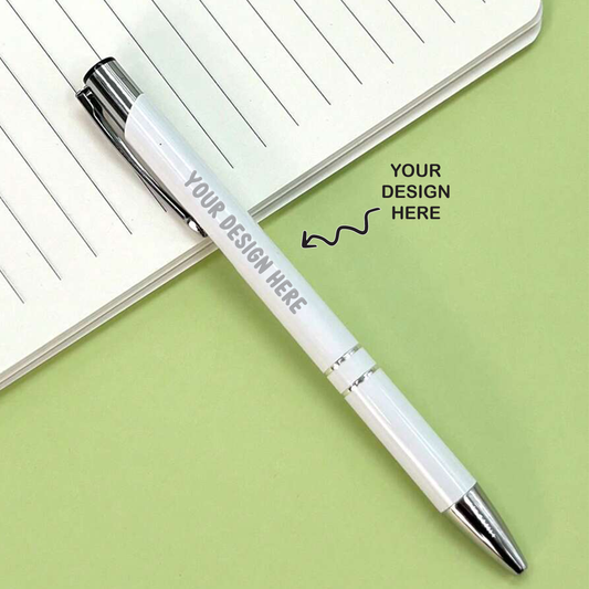 Personalized Metal White Ball Pen - For Corporate Gifting, Event or Exhibition Freebies, Promotional Item, Office Stationery RPM2