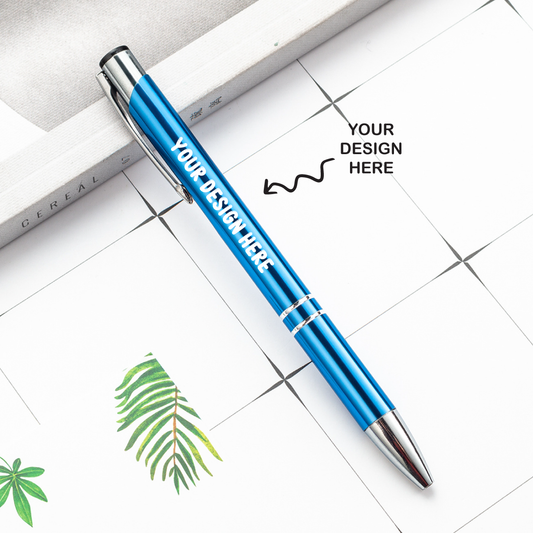 Personalized Metal Blue Pen - For Corporate Gifting, Event or Exhibition Freebies, Promotional Item, Office Stationery RPM3