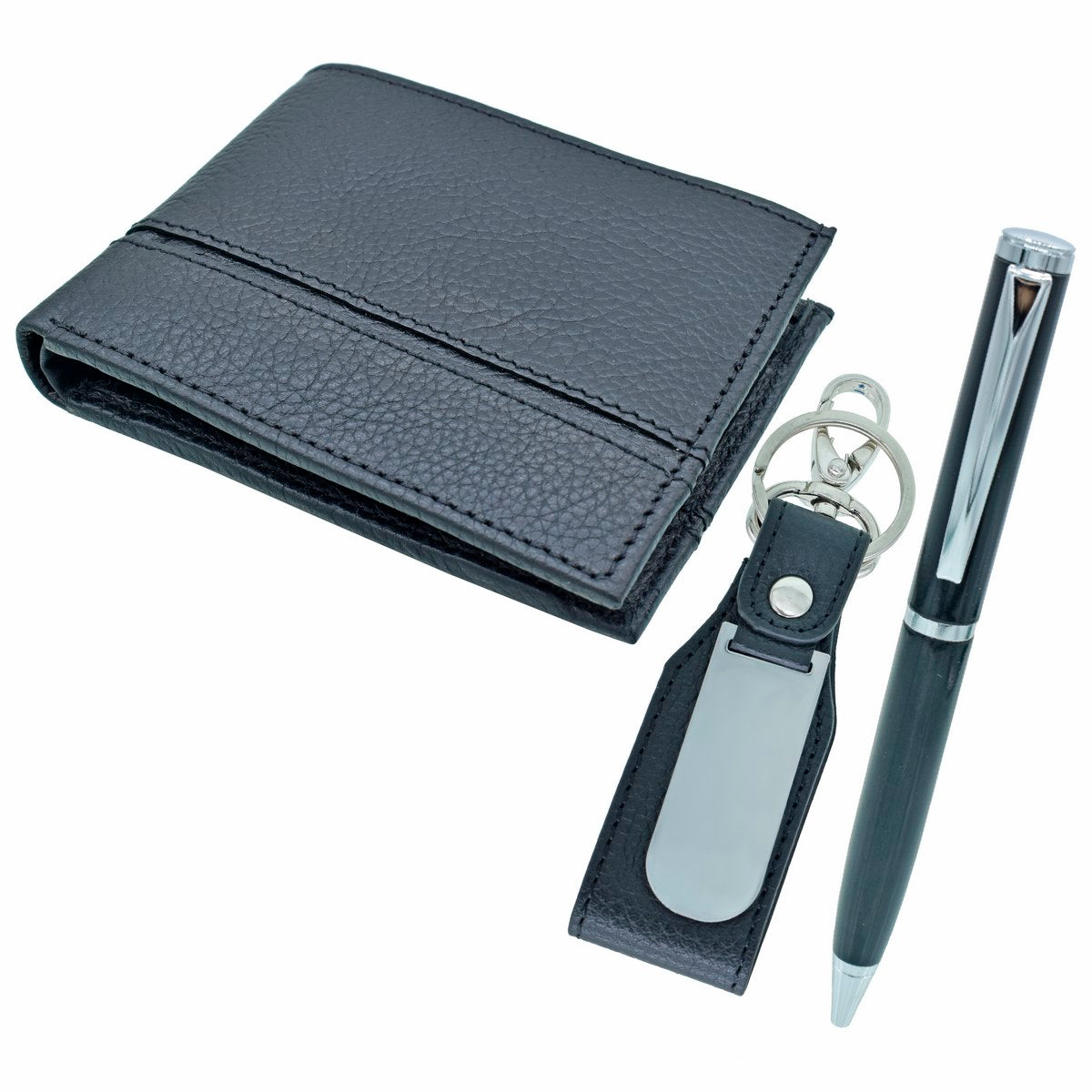 Black 3in1 Pen, Wallet, and Keychain Gift Set - For Employee Joining Kit, Corporate, Client or Dealer Gifting JASET9408BK