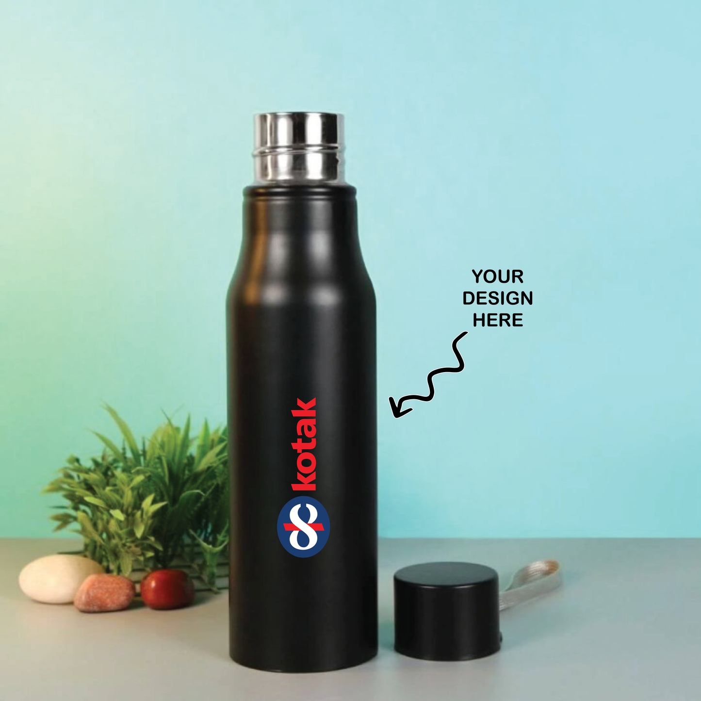 Personalized Premium Black Stainless Steel Water Bottle - 750ml - For Return Gift, Corporate Gifting, Office or Personal Use TGMGC-10