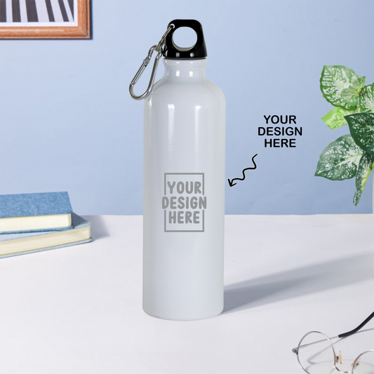 Personalized White Water Bottle Laser Engraved - 750ml - For Return Gift, Corporate Gifting, Office or Personal Use, Event Freebies, Promotions TGMGC-18